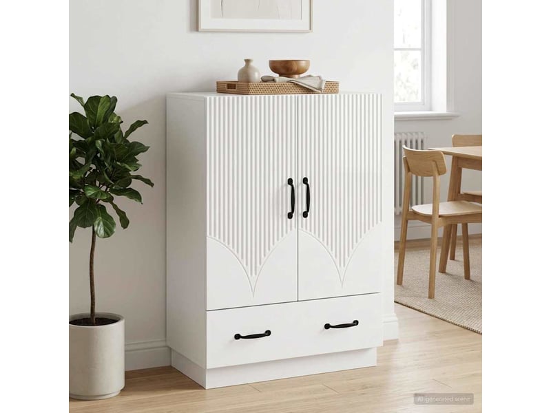  Buffet - bahut - meuble de rangement blanc brillant 66 x 34,5 x 92 cm bois d'ingénierie  - Conforama C