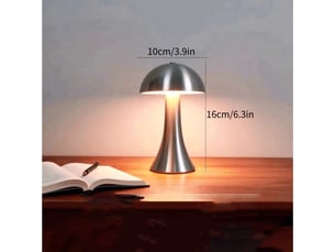 Lampe de table métal sans fil, design champignon – rechargeable usb, variateur tactile, vintage, pour intérieur et extérieur-noir