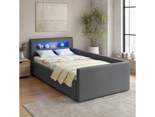 Lit avec rangement 90x200 cm TCQPZ coloris gris