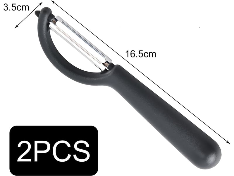  Éplucheur universel (2 pcs), éplucheur pivotant en acier inoxydable, couteau cuisine avec lame tranchante pour légumes fruits, noir  - Conforama D
