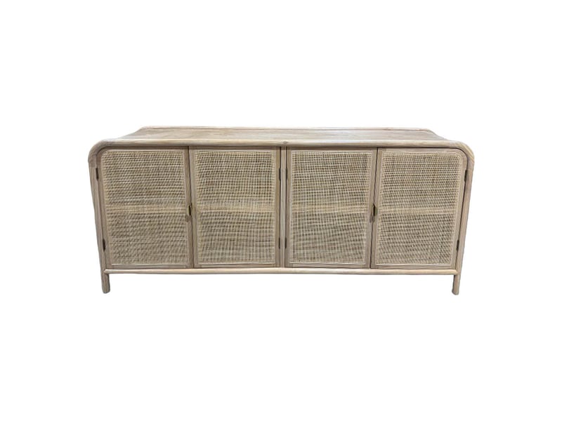  Buffet en bois et rotin marron 180x40x82h cm  - Conforama A