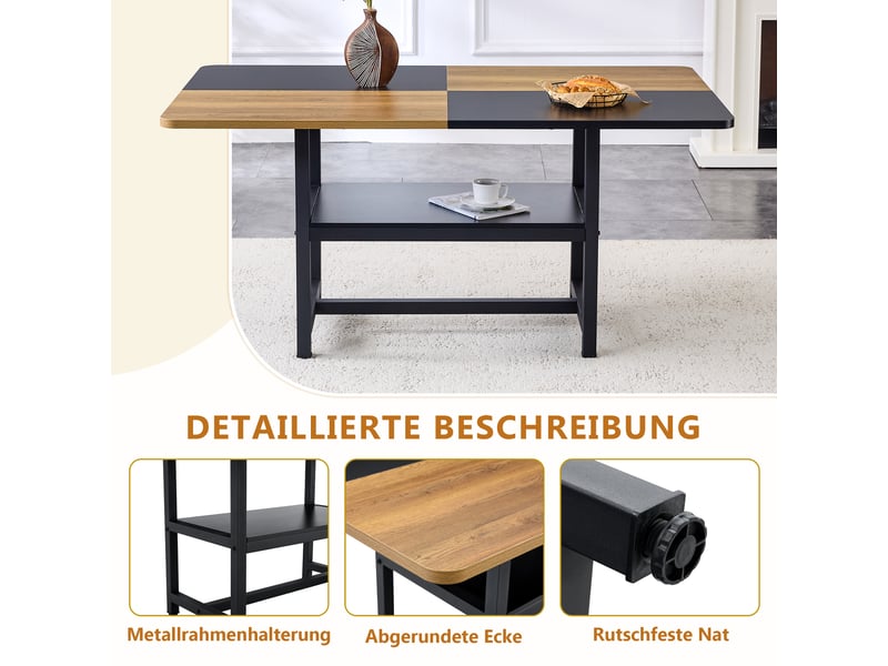 Ensemble table à manger avec 6 chaises blanches en similicuir, table rectangulaire 160 x 90 cm avec étagère intégrée  - Conforama R