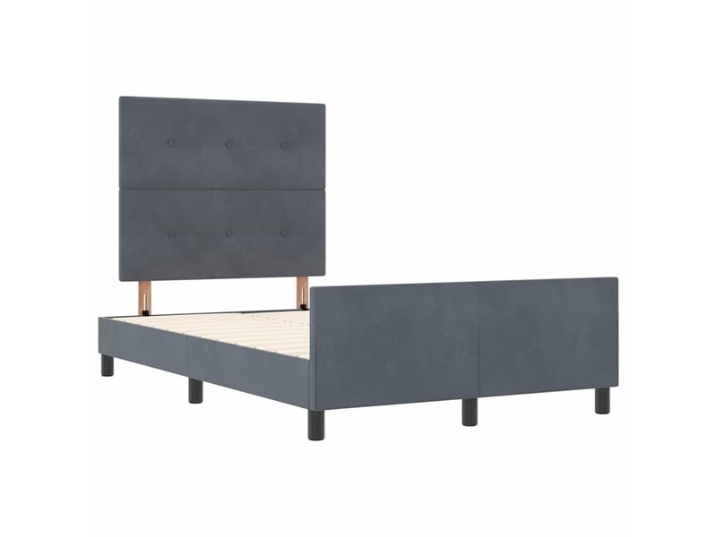 Lit double- lit adulte - lit à ressorts avec tête de lit gris foncé 120 x 190 cm velours - Conforama D