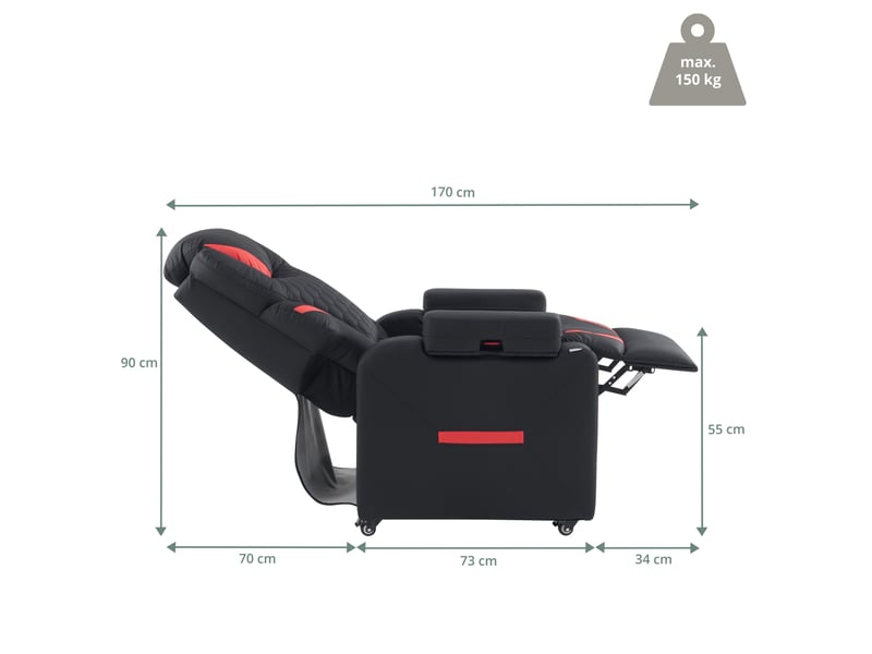 Fauteuil gaming inclinable avec appui-tête game sport rx pu noir rouge hjh office Game Sport RX - Conforama D
