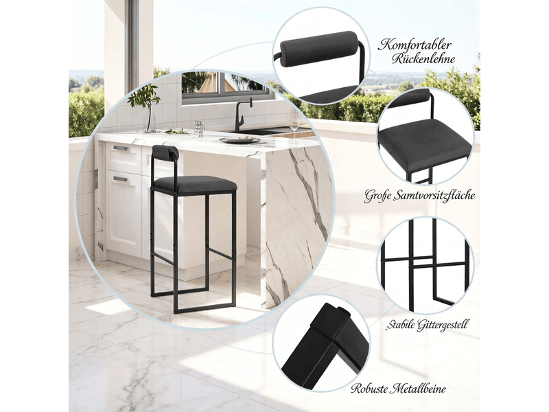  Chaise de cuisine design moderne dossier intégré tabouret de bar  - Conforama D