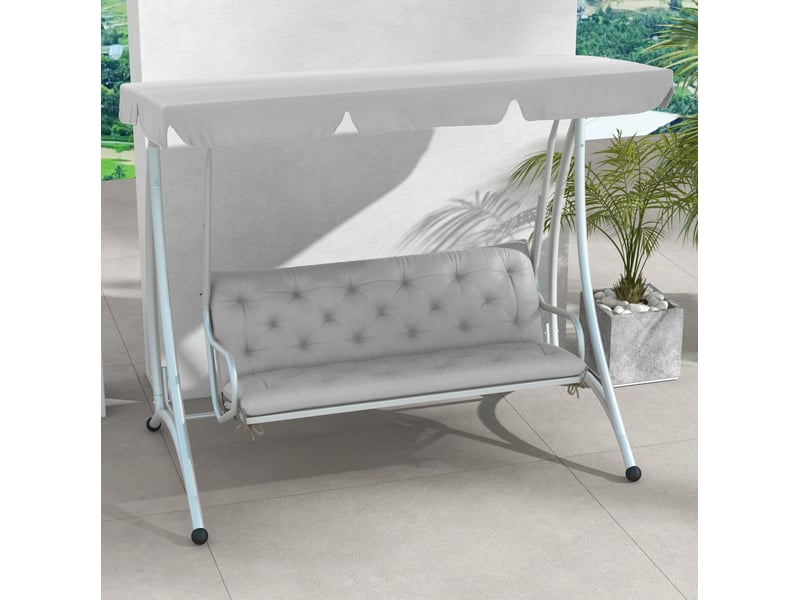  Coussin de banc 3 places 150x98x8 cm – gris clair – rembourré avec 6 liens de fixation, intérieurextérieur  - Conforama B
