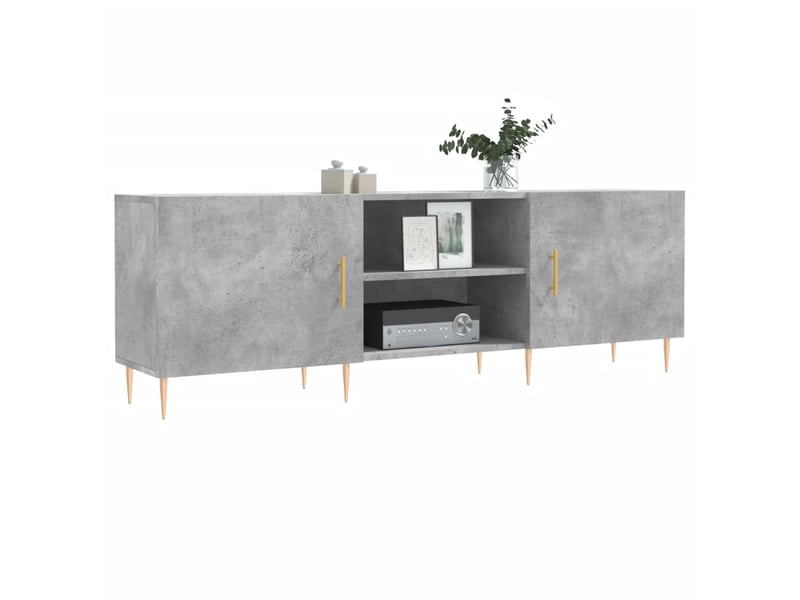  Meuble tv - banc tv - meuble de rangement gris béton 150x30x50 cm bois d'ingénierie  - Conforama C