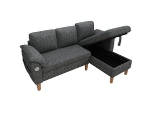 Canapé d'angle réversible fixe <strong>WISHDOR</strong> <strong></strong> 3 places Polyester gris avec coffre de rangement