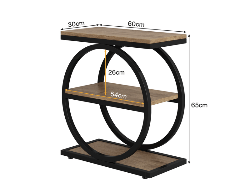  Bout de canapé 60x30x65 cm à 3 niveaux noir et marron  - Conforama C