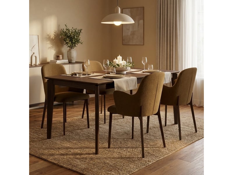  Lot de 4 chaises de salle à manger rembourrées en tissu easy-clean hug - marron  - Conforama B