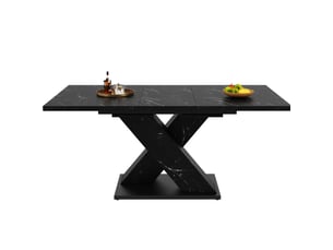 Table extensible noire effet marbre design x moderne, extensible pour 4-6 personnes, pour cuisine et salle à manger