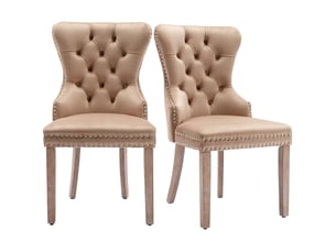 Lot de 2 chaises de salle à manger,53,5x46,5x95 cm,velours,café clair