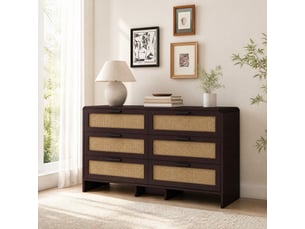 Commode 6 tiroir(s) ULQENI coloris marron largeur 130 cm
