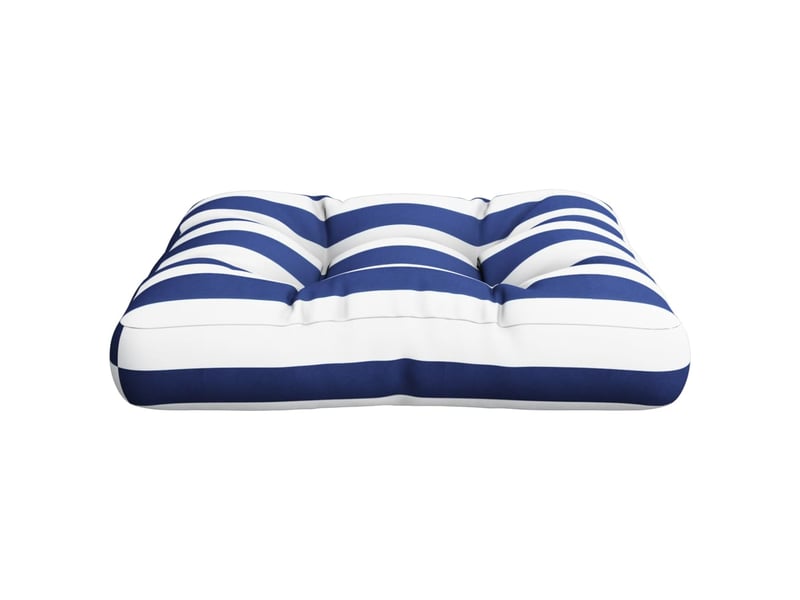  Coussin de palette, coussin de chaise, coussin de canapé rayure bleueblanche 58x58x10 cm tissu cf55417  - Conforama E