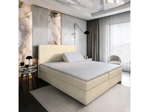 Lit avec rangement 160x200 cm <strong>MASSENO</strong> <strong></strong> coloris beige