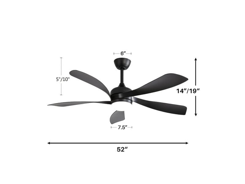  Ventilateur de plafond de 132 cm avec éclairage led – 3 couleurs de lumière à intensité variable, fonction mémoire, 6 vitesses, moteur cc ultra-silencieux avec mode étéhiver (rotation inversée), minuterie (148 h)  - Conforama E