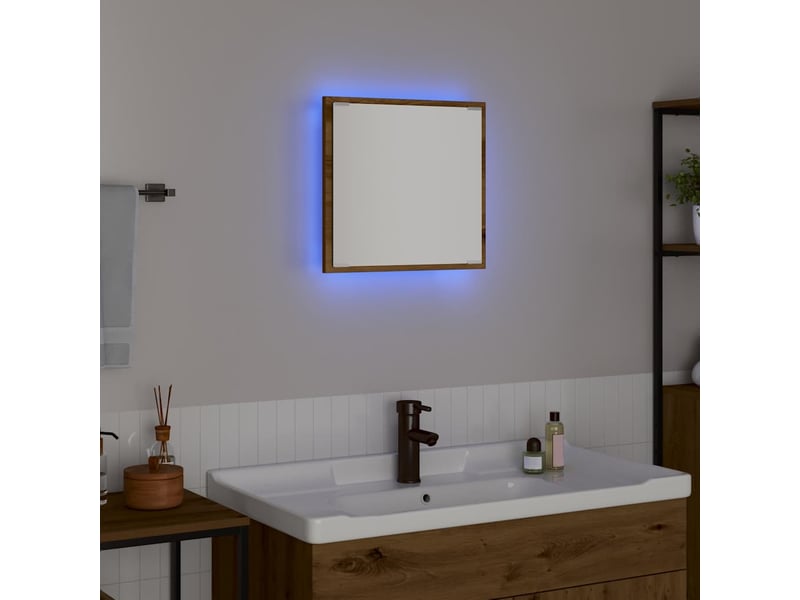  Miroir de salle de bain, miroir de toilette led chêne artisanal 40 x 37 x 8.5 cm cf62560  - Conforama D