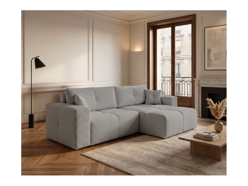 Celine - canapé d'angle convertible et réversible 4 places en bouclette  - Conforama B