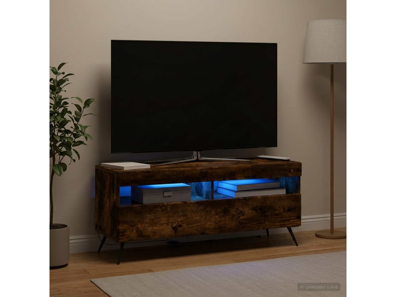 Meuble tv - banc tv - meuble de rangement led chêne fumé bois d'ingénierie - Conforama B