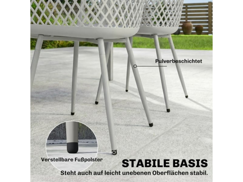  Lot de 4 chaises de jardin en plastique gris, résistantes uv, avec accoudoirs et dossier, 56x51x84 cm  - Conforama E
