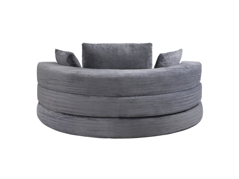  Canapé convertible 2 places en velours côtelé gris avec 3 coussins, couchage ovale pour petits espaces  - Conforama D