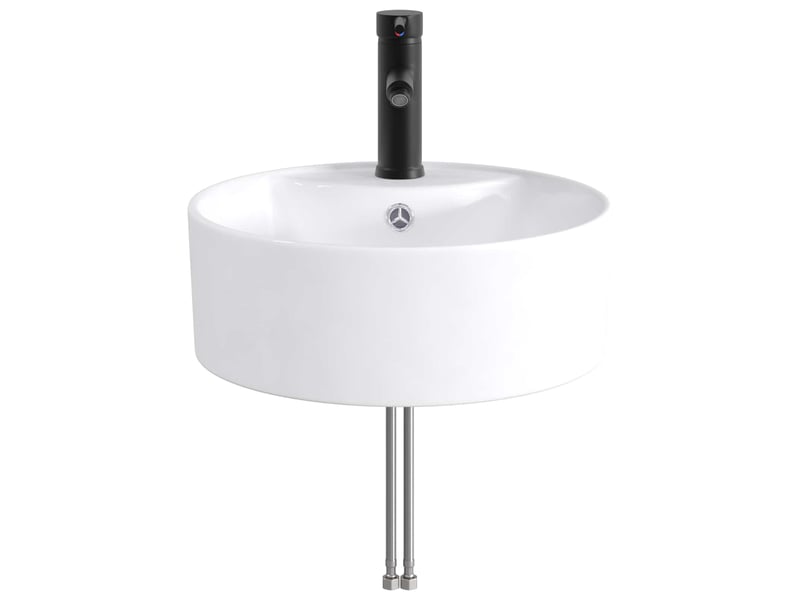 Lavabo avec robinet et évacuation noir mat 40.5x40.5x15 cm - Conforama D
