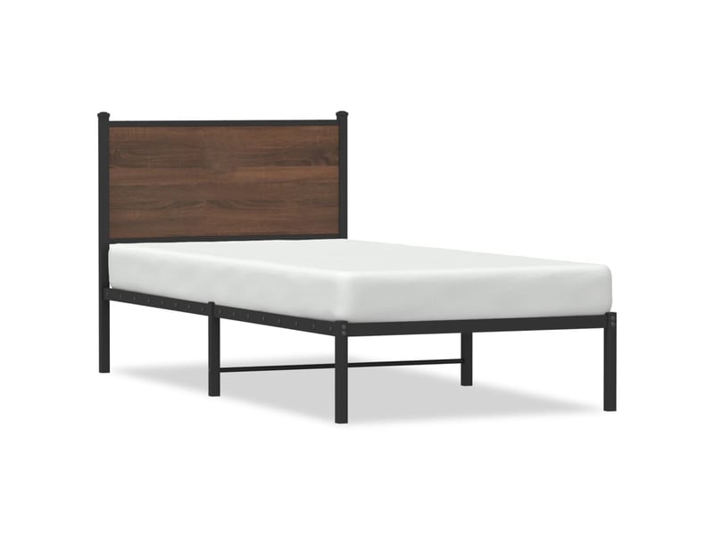 Lit simple- lit adulte -  cadre de lit en métal sans matelas chêne marron 80x200 cm  - Conforama A