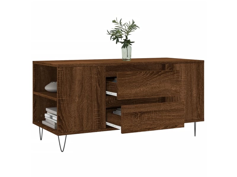  Table basse - table de salon - table à thé chêne marron 102x44,5x50 cm bois d'ingénierie  - Conforama D