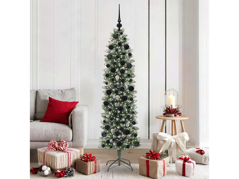  Sapin de noël, arbre de noël artificiel slim vert et blanc 180 cm cf61702  - Conforama B