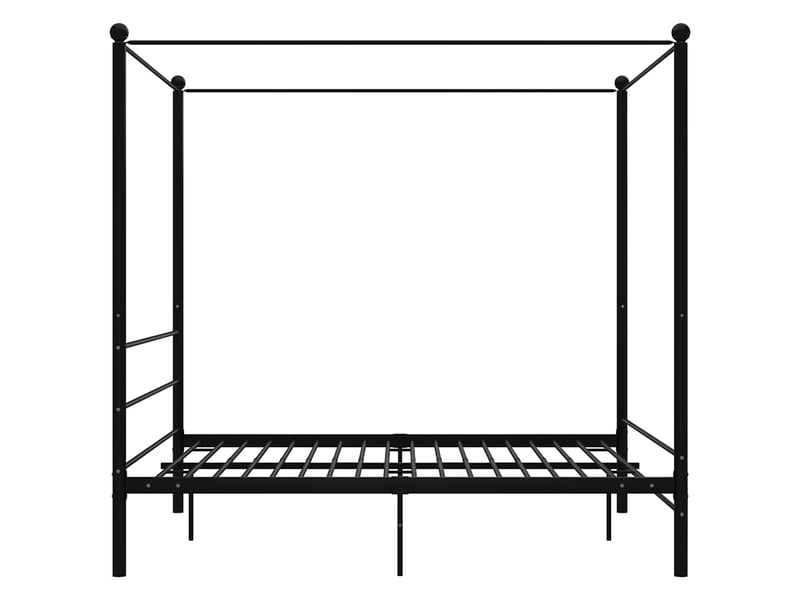  Lit double- lit adulte -  cadre de lit à baldaquin sans matelas noir 160x200 cm métal  - Conforama C