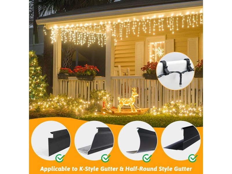 120 crochets pour guirlandes extérieures, réutilisables, pour suspendre des guirlandes lumineuses de noël, noir YSK0004157LY - Conforama E