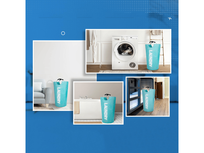  Sac à linge pliable, seau pour linge sale avec anse rembourrée, 115 l, bleu lac, 43 x 79 cm  - Conforama D