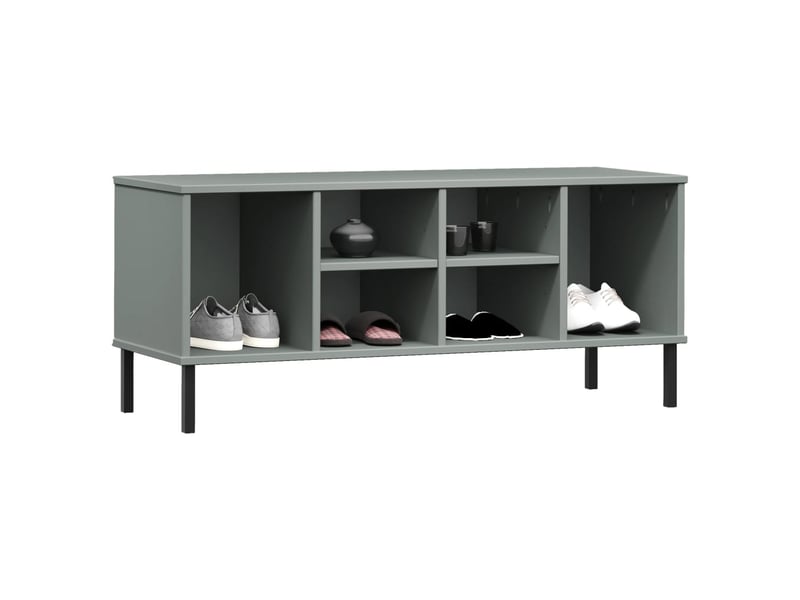  Meuble à chaussures, étagère à chaussures pieds en métal gris 106x35x45 cm bois oslo  - Conforama C