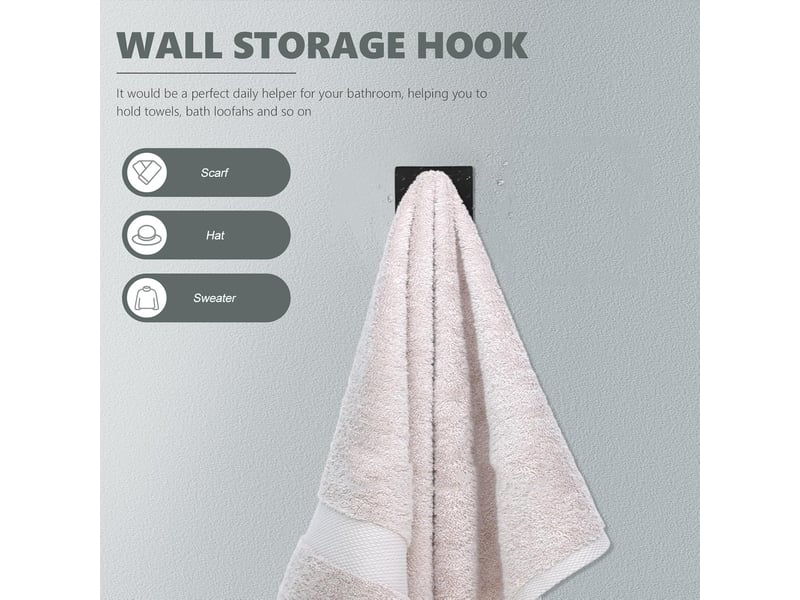 Crochet porte-serviettes de salle de bain, patère carrée en acier inoxydable, noir, lot de 2 XJD001414ZLS - Conforama C