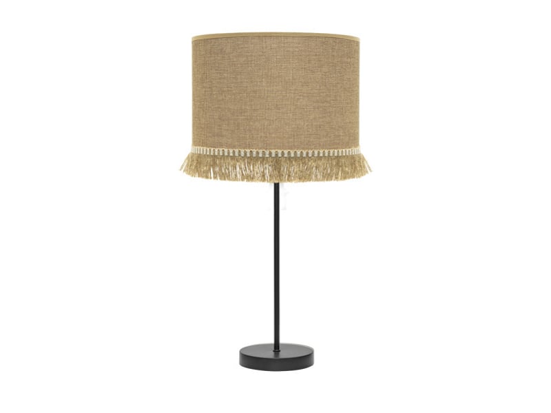 Fabrilamp sibila grande lampe à poser noire et sable, abat-jour en toile de jute à franges, 1 x e27, 62 cm 186371109 - Conforama A