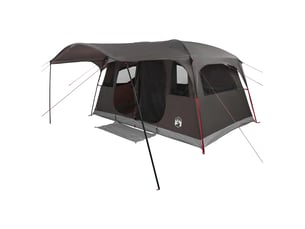 Tente tunnel, tente de camping 12 personne marron gris polyester et acier
