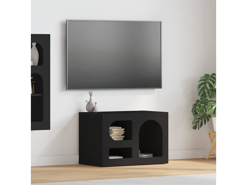  Meuble tv - banc tv - meuble de rangement elst 60 x 35 x 40 cm noir bois d'ingénierie  - Conforama B