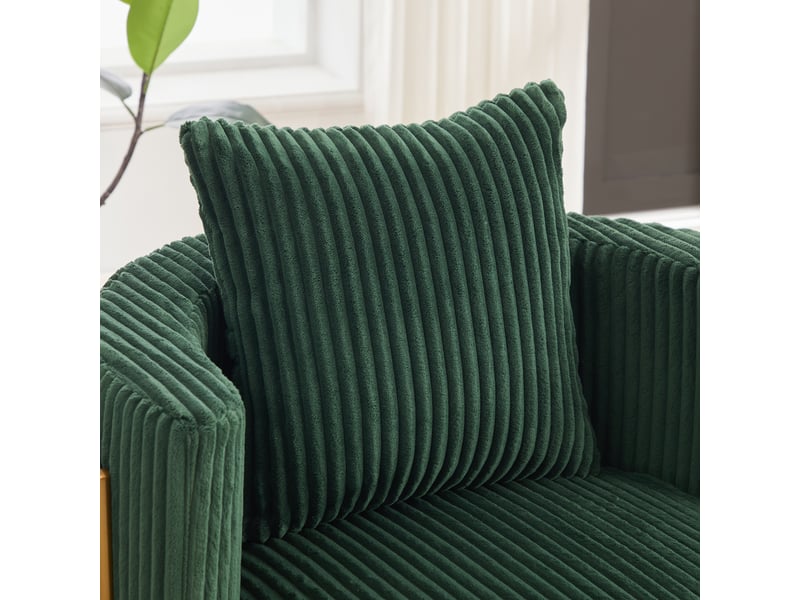  Canapé fauteuil rotatif 360° en velours côtelé vert émeraude avec rangement sous l'assise pour salon  - Conforama R
