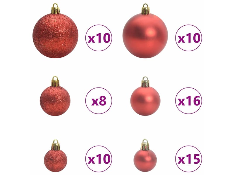  Ensemble de boules de noël 120 pcs 300 led blanc chaud ø 6 cm  - Conforama D