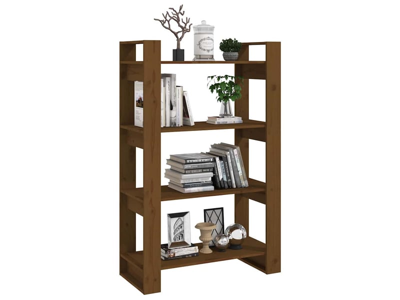  Bibliothèque, étagère de rangement marron miel 80x35x125 cm bois massif  - Conforama D