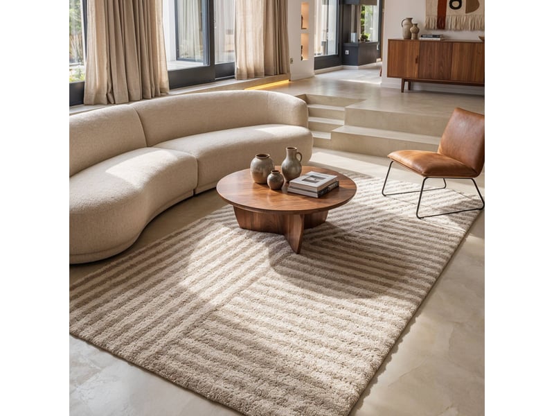  Tapis intérieur motif ronds crème et beige 80 x 150cm - stella  - Conforama D
