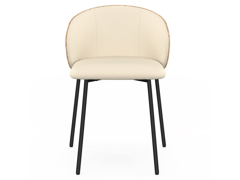  Lot de 4 chaises penny en tissu beige et dossier effet bois clair pour salle à manger  - Conforama C
