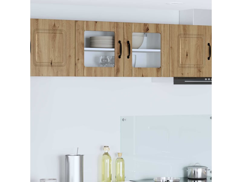  Meuble mural de cuisine, cabinet en verre mural chêne artisanal 80x31x40cm shl1376  - Conforama B