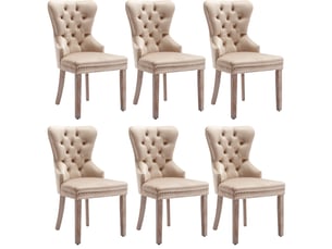 Lot de 6 chaises salle à manger en velours beige, assise rembourrée, dossier haut, pieds métal, design moderne élégant