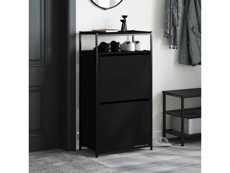  Meuble à chaussures, cabinet à chaussures noir 60x34x112 cm  - Conforama C