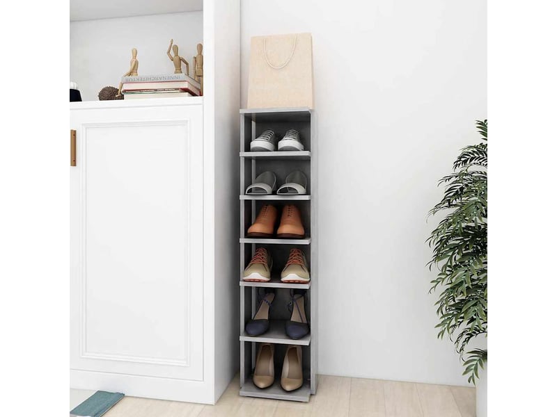  Meuble à chaussure, armoire à chaussures gris béton 27,5x27x102cm bois d'ingénierie  - Conforama B