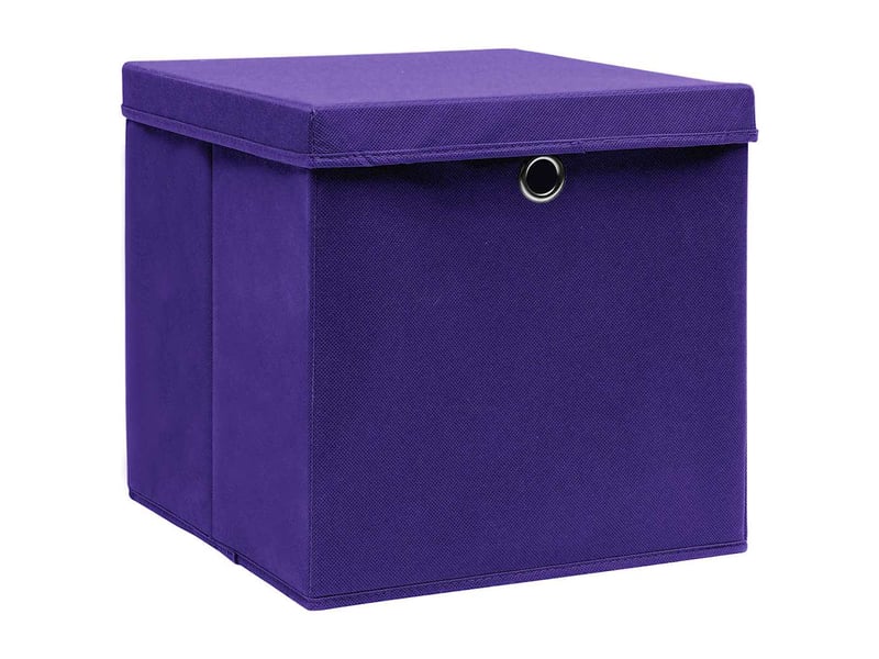  Boîtes de rangement avec couvercles 10 pcs 28x28x28 cm violet  - Conforama A