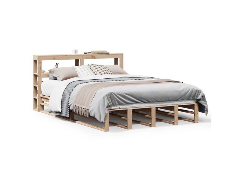  Lit double- lit adulte -  cadre de lit sans matelas 140x200 cm bois massif de pin  - Conforama A