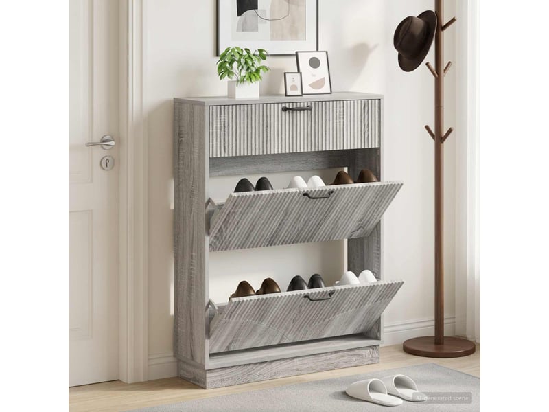  Meuble à chaussures, armoire à chaussures hoorn 78x24x100 cm bois d'ingénierie shl8404  - Conforama B