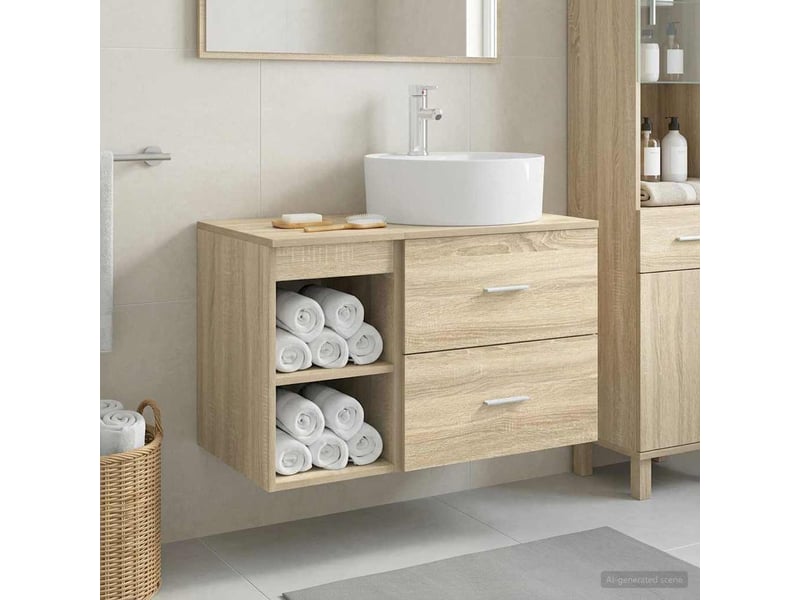  Ensemble de mobilier de salle de bain 2 pcs chêne sonoma shl1795  - Conforama B